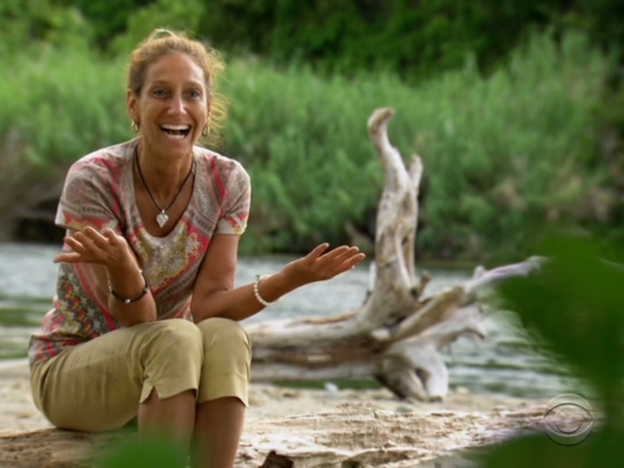 Carolyn J Rivera at camp on Survivor